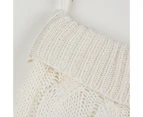 Knit Christmas Stockings Decorations Holiday Knit Hanging Stocking Goodie Bags - White