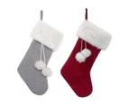 Christmas Stocking Big Xmas Stockings Decors Tree Family Holiday Knitted Socks - Grey