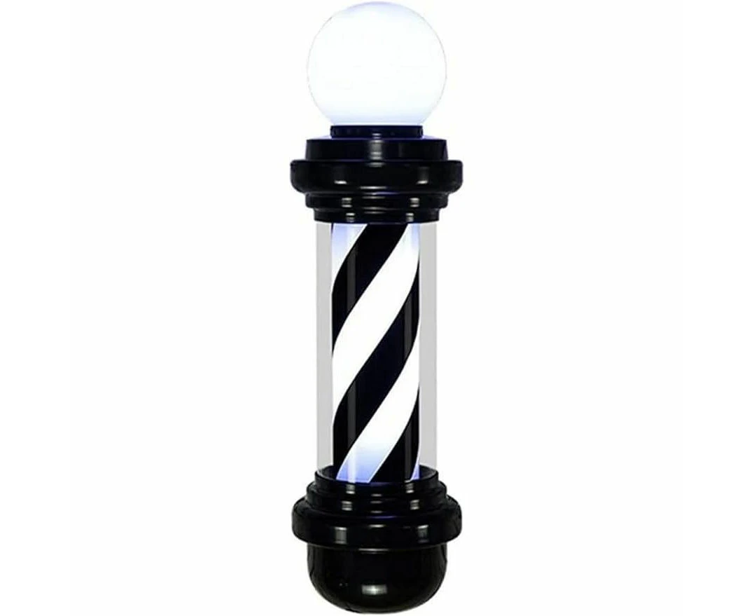 Barber pole Black & White with circular lamp (Width: 23cm) - 88cm x 23cm