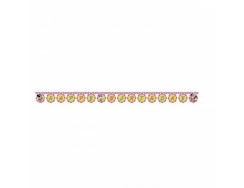 Disney Bowtique Checked Minnie Mouse Happy Birthday Banner (Pink/Green) - SG35013