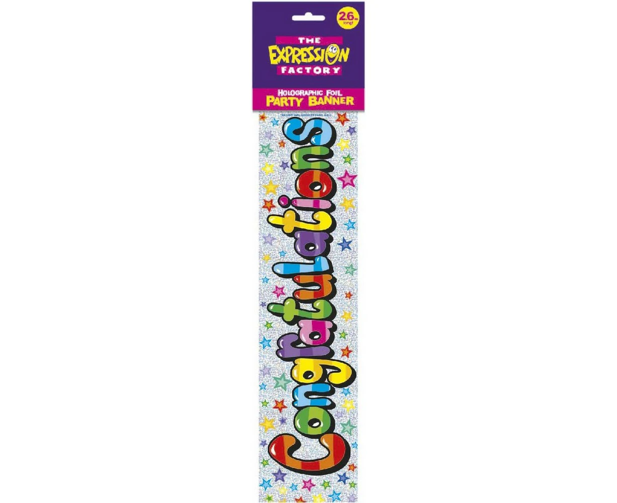 Expression Factory Stars Congratulations Banner (White/Multicoloured) - SG34994