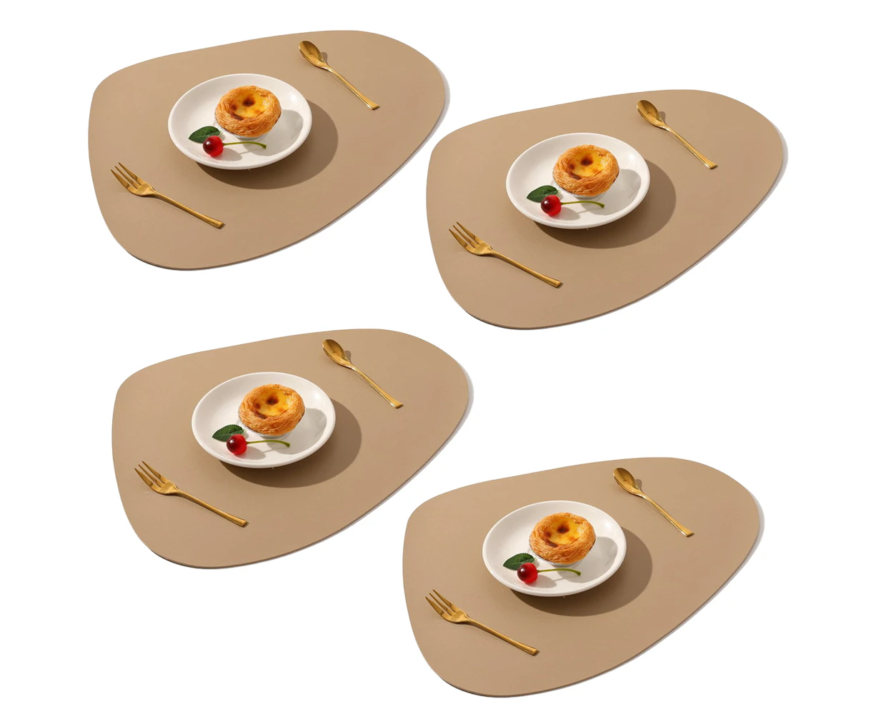 Dining Leather Placemats Set of 4, Wipeable Washable Place mats. Easy to Clean Table mats for Kitchen Patio Indoor/Outdoor - Apricot