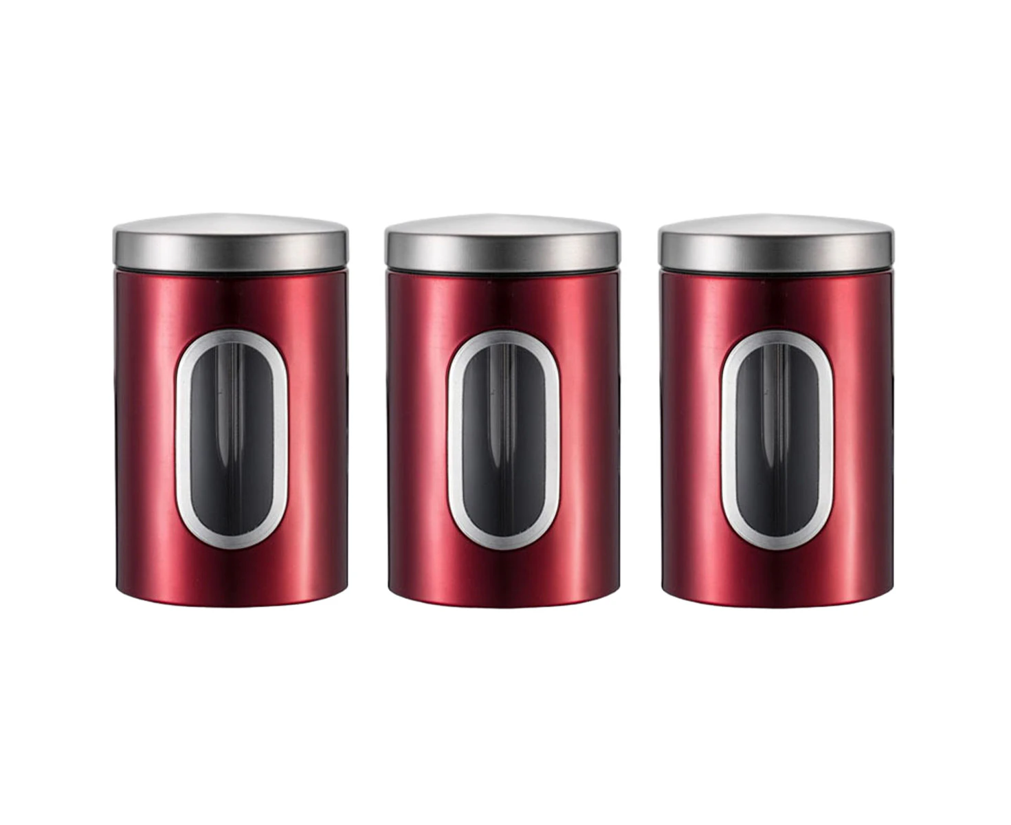 3 Piece Canisters Sets For The Kitchen, Kitchen Jars With See Through Window Airtight Coffee Container, Tea Organizer, And Sugar Canister, Kitchen Storag