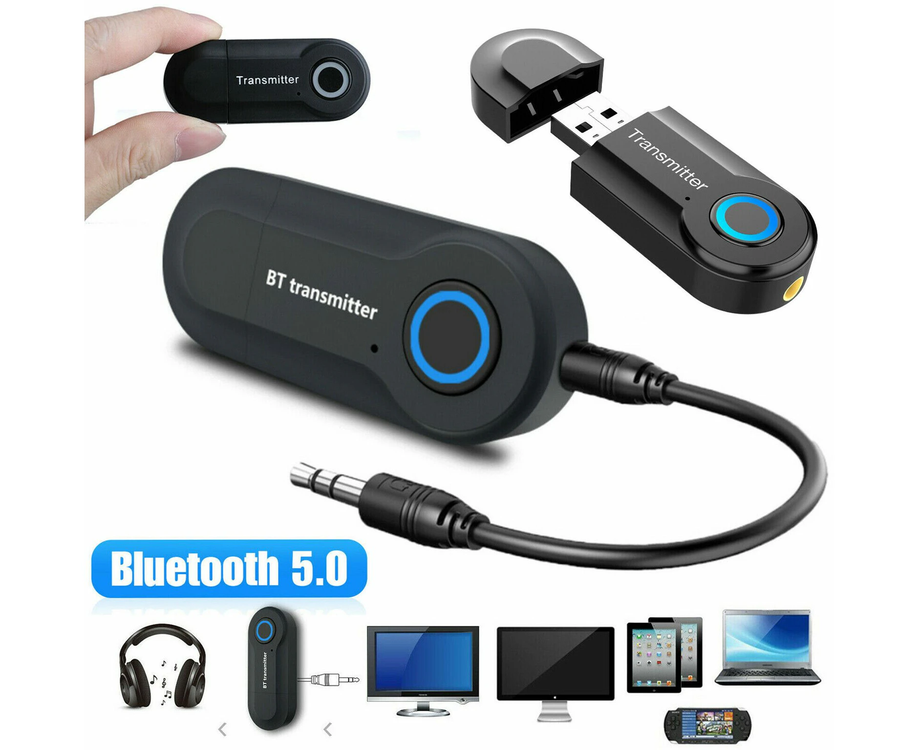 Wireless Bluetooth 5.0 Bluetooth Transmitter For TV Phone PC Stereo Audio Music USB Adapter