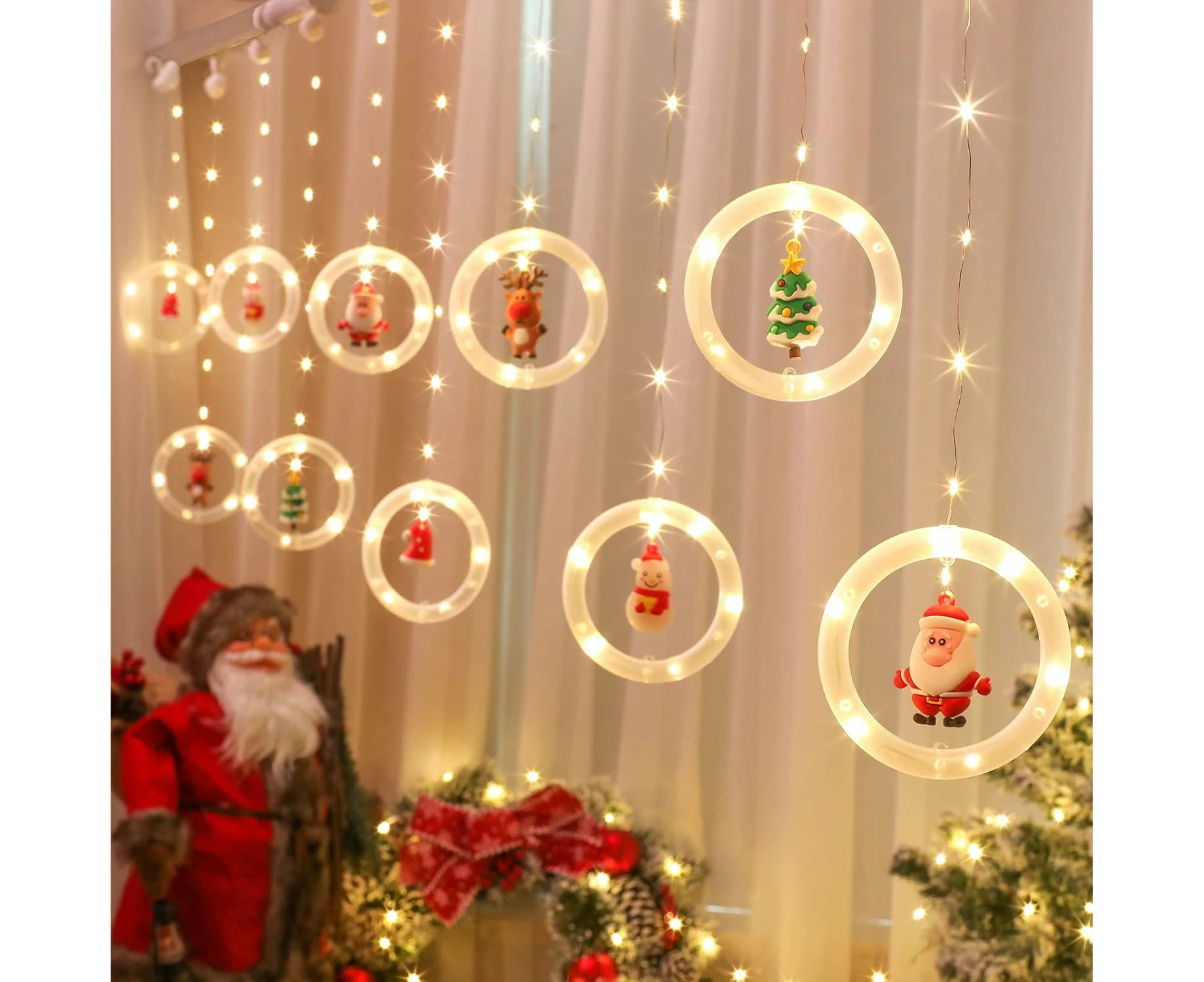 120 led christmas lights, 9.84 feet long christmas decorative lights, 10 cute round lights for christmas tree, garden decorations and more!