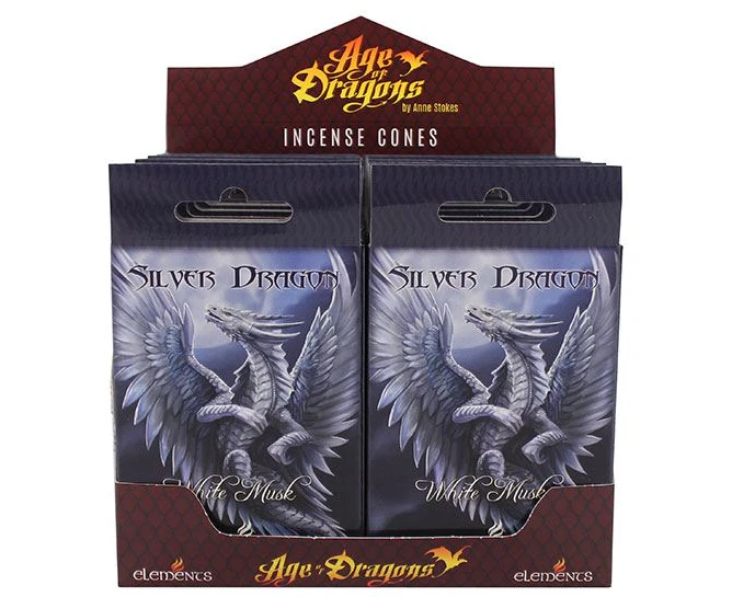 Silver Dragon Incense Cones by Anne Stokes - 15 cones