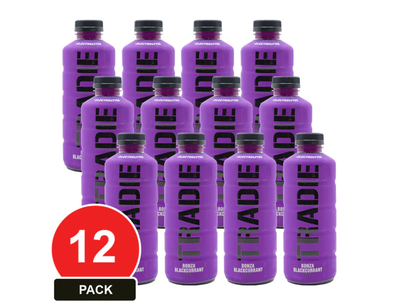 12 Pack, Tradie Sports Drink Bonza Blackcurrant 750ml