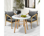 Livsip 3PCS Outdoor Dining Setting Patio Furniture Set 90cm Table Lounge Chairs