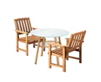 Livsip 3PC Outdoor Furniture Dining Setting Patio Set Solid Wood Chair and Table