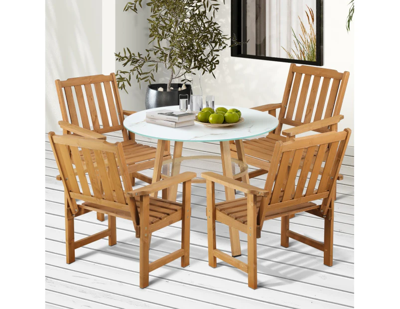 Livsip 5PC Outdoor Furniture Dining Setting Patio Set Solid Wood Chair and Table