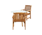 Livsip 3PC Outdoor Furniture Dining Setting Patio Set Solid Wood Chair and Table