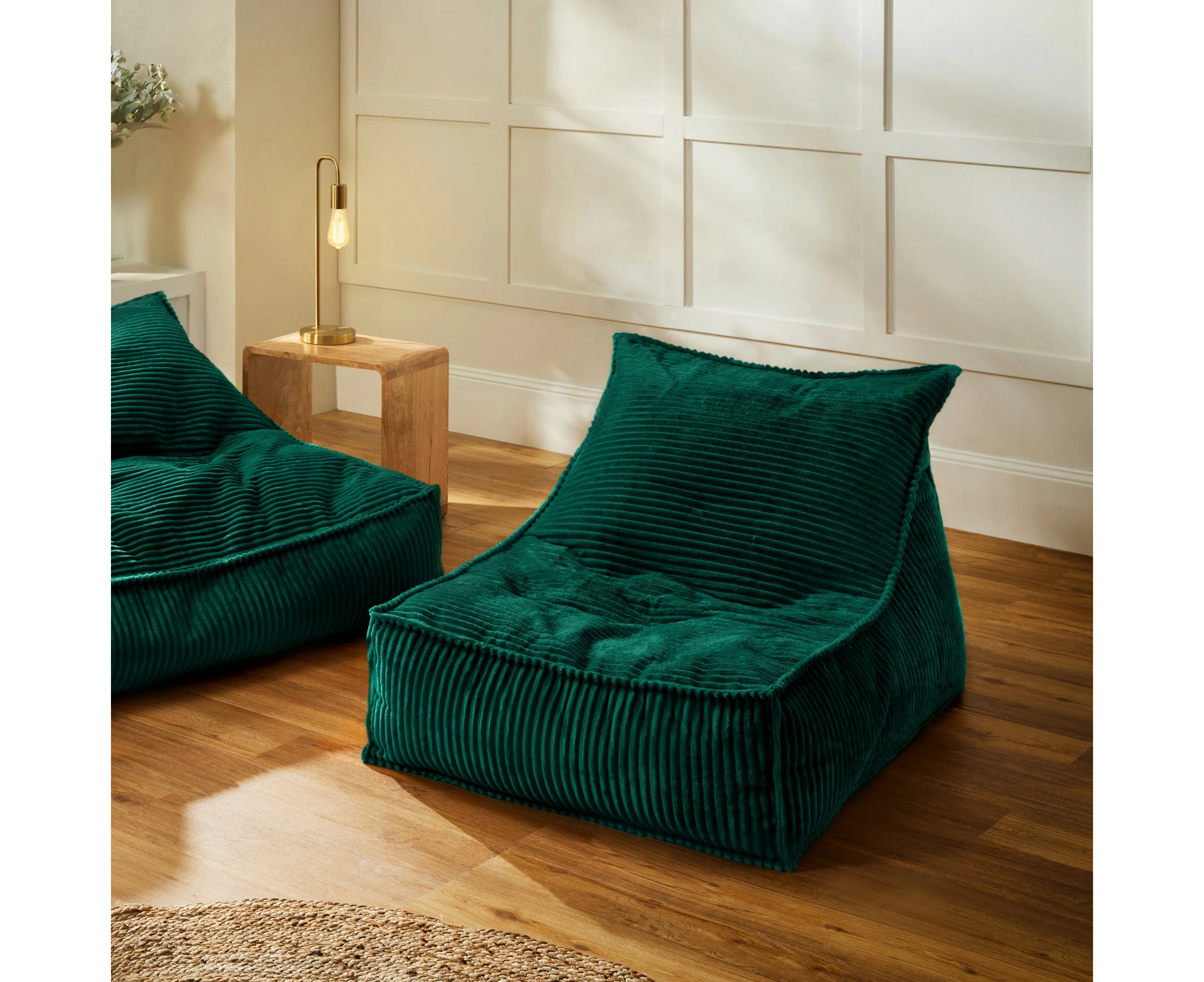 Cadence & Co. Wilde Ribbed Luxe Fleece Beanbag Lounge Cover Emerald