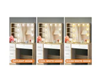 Oikiture Dressing Table Stool Set Slide Mirror Drawer 10 LED Bulbs Natural White