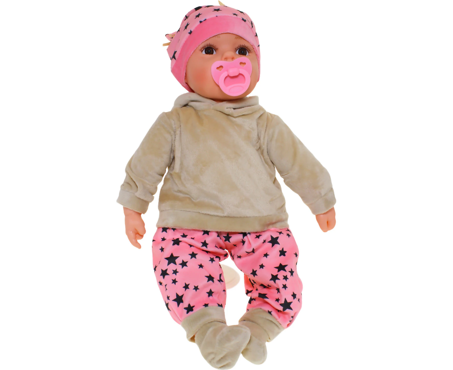 Cotton Candy - Baby Doll Amelia With Dummy - Pink Outfit With Stars