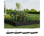 Livsip 4x Garden Bed 210x90x30cm LED Plant Stand Box Raised Container Galvanise