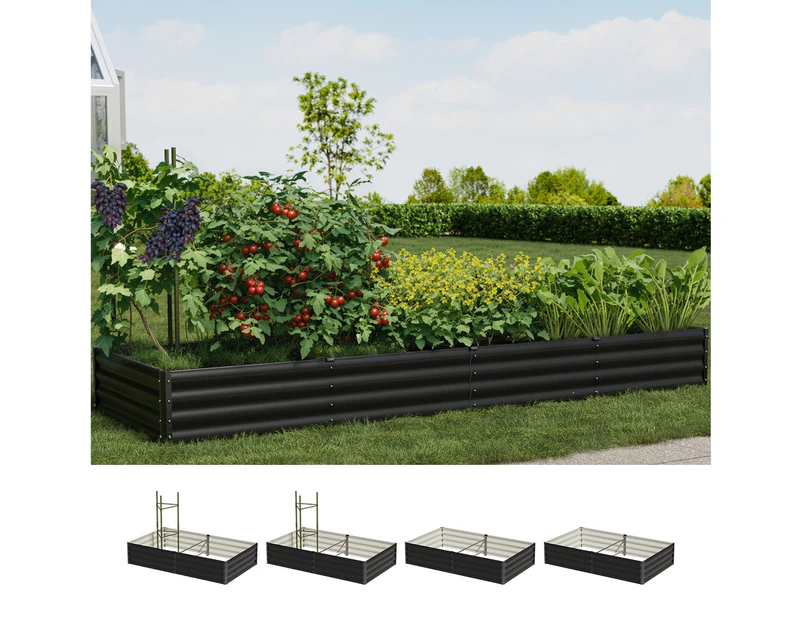 Livsip 4x Garden Bed 150x90x30cm Planter Stand Box Raised Container Galvanise