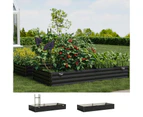 Livsip 2x Garden Bed 210x90x30cm LED Plant Stand Box Raised Container Galvanise