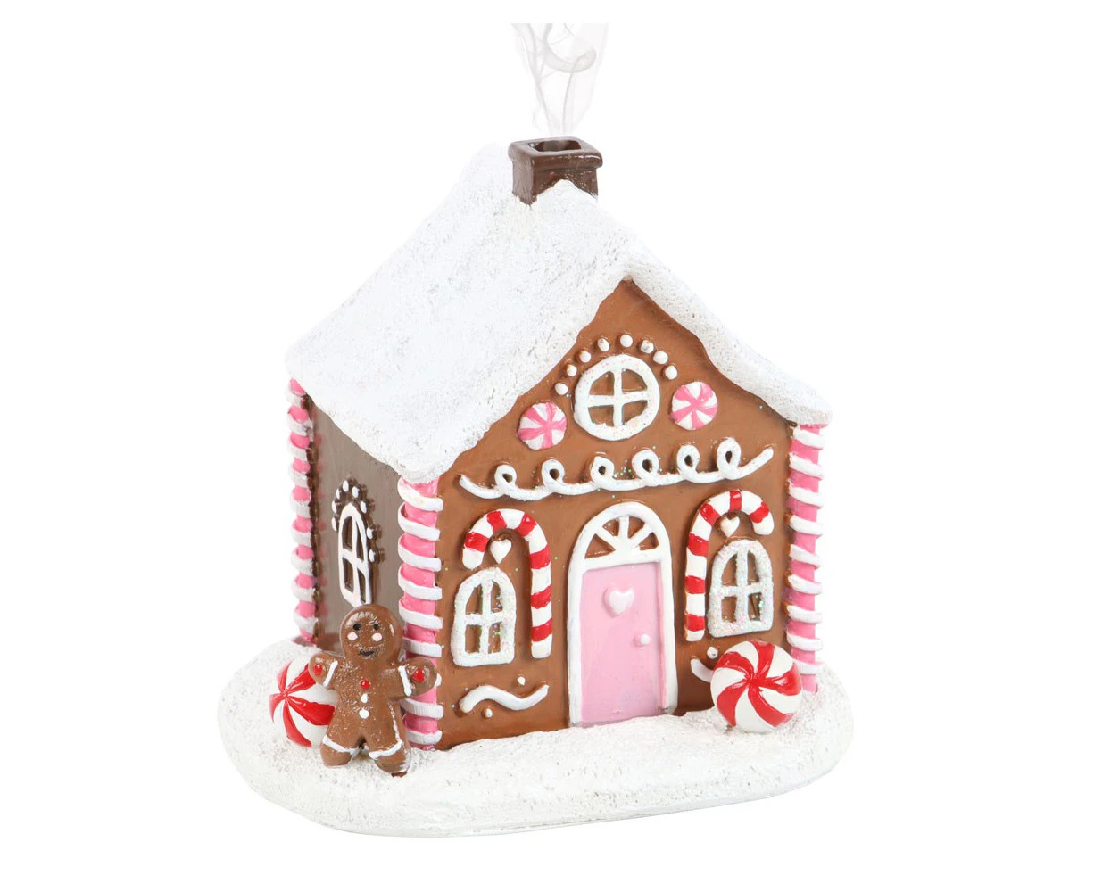 Something Different Gingerbread House Christmas Incense Cone Holder (Brown/White) - SD6103