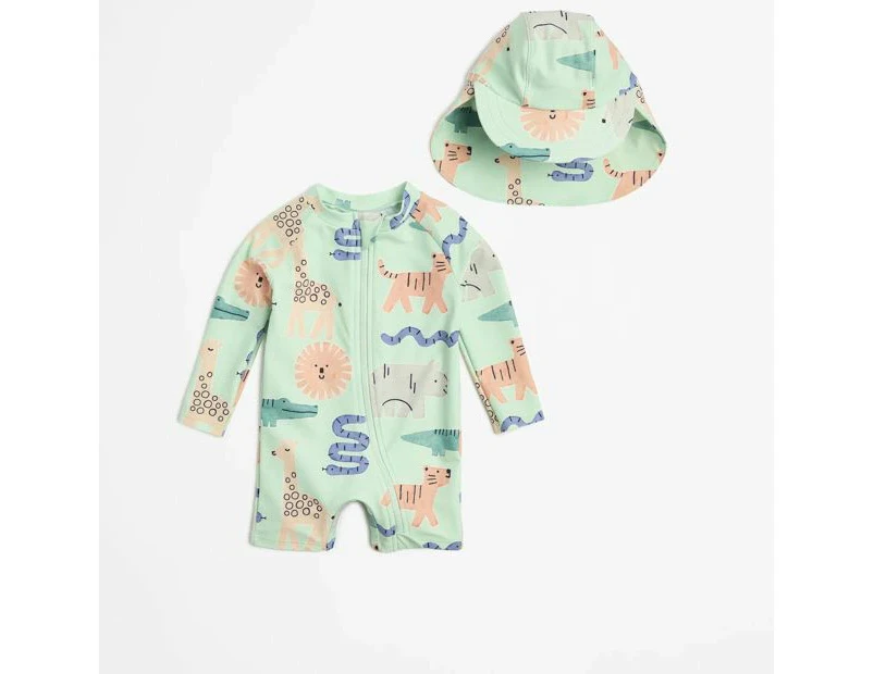 Target Baby Unitard Swim Set with Hat 2 Piece