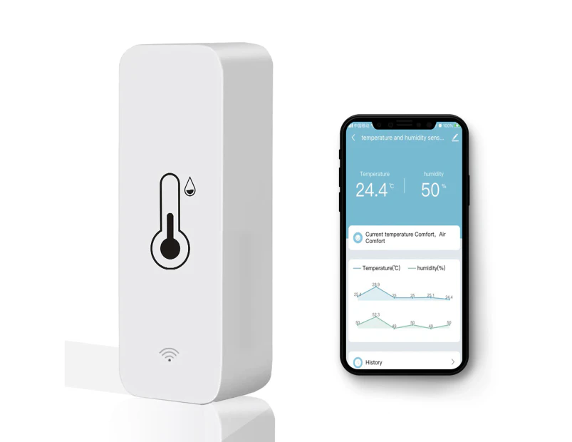 WiFi Temperature and Humidity Tester Household Thermometer Multi-functional Hygrometer Mobilephone APP Control Compatible with Alexa and Google Assist