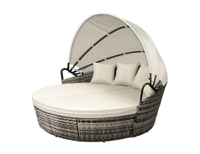 ALFORDSON Outdoor Sun Lounge Day Bed Wicker Sofa Furniture Beige