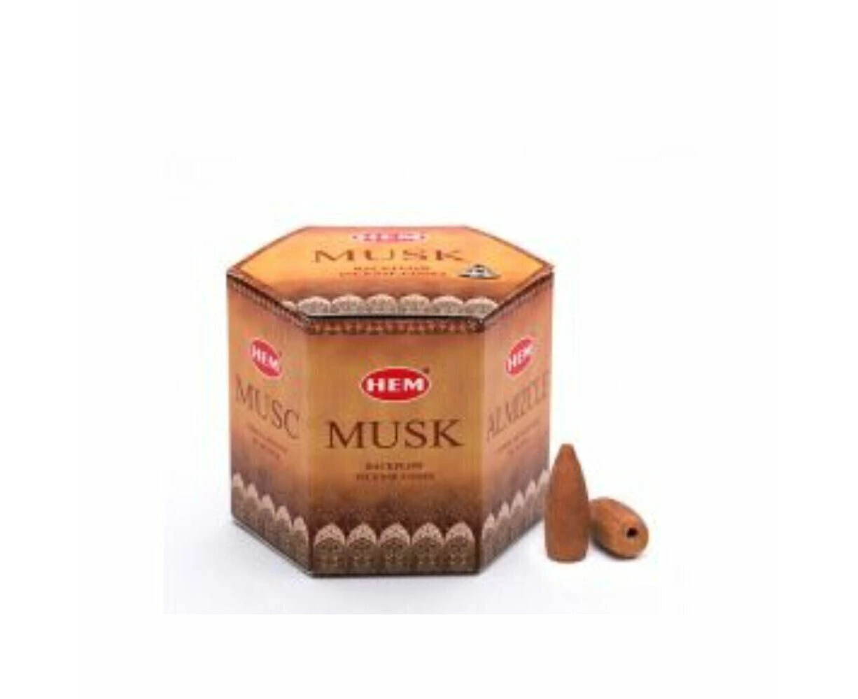 HEM Musk Backflow Incense Cones Meditation Fragrance Reiki Yoga 40 incense