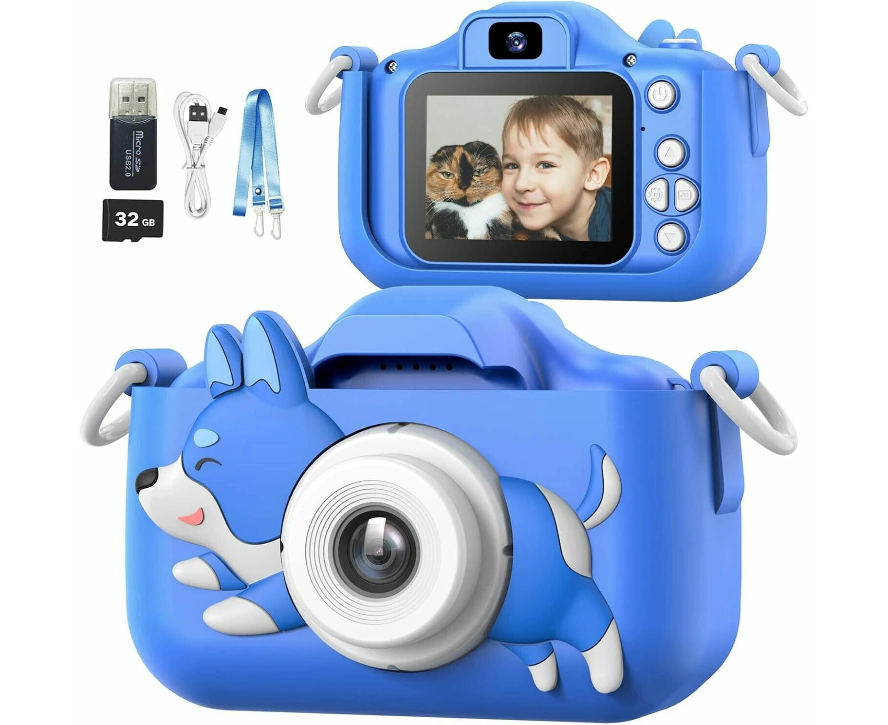 Camera Toys Kids Boys Girls Children Portable Child Digital Gift Dog - Blue