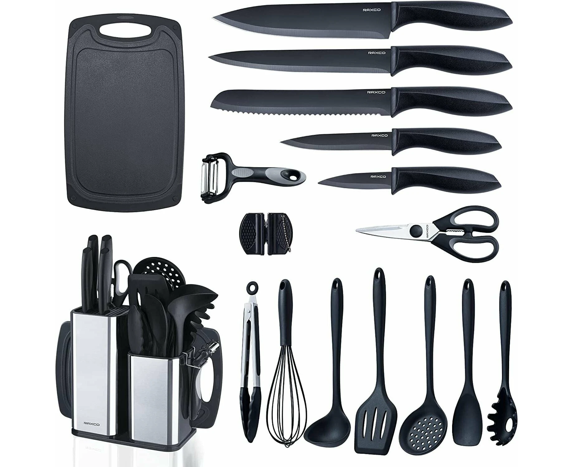 18-in-1 Silicone Cooking Utensils Set,5-Pieces Knife Set 7-Pieces Kitchen Tools