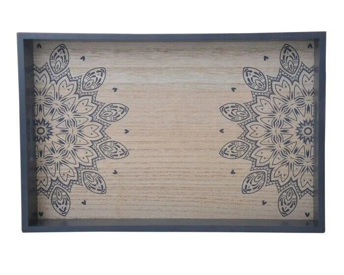 Mandala Home Wooden Tray Tea Coffee Table Breakfast Bed Decor Boho Serving Tray