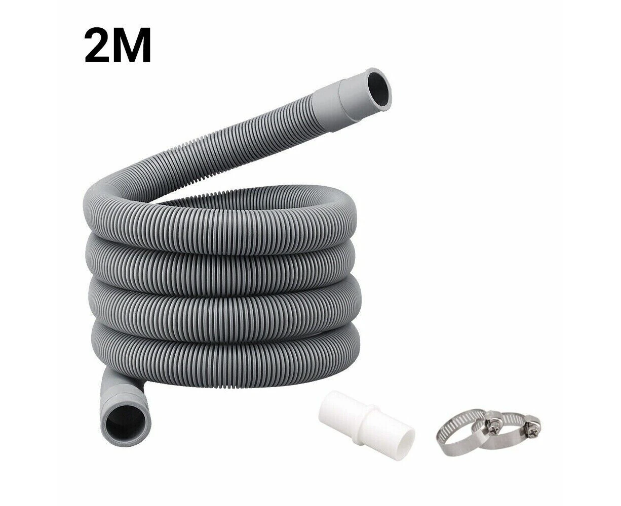 2M Washing Machine Dishwasher Drain Waste Hose Extension Pipe Sets Universal