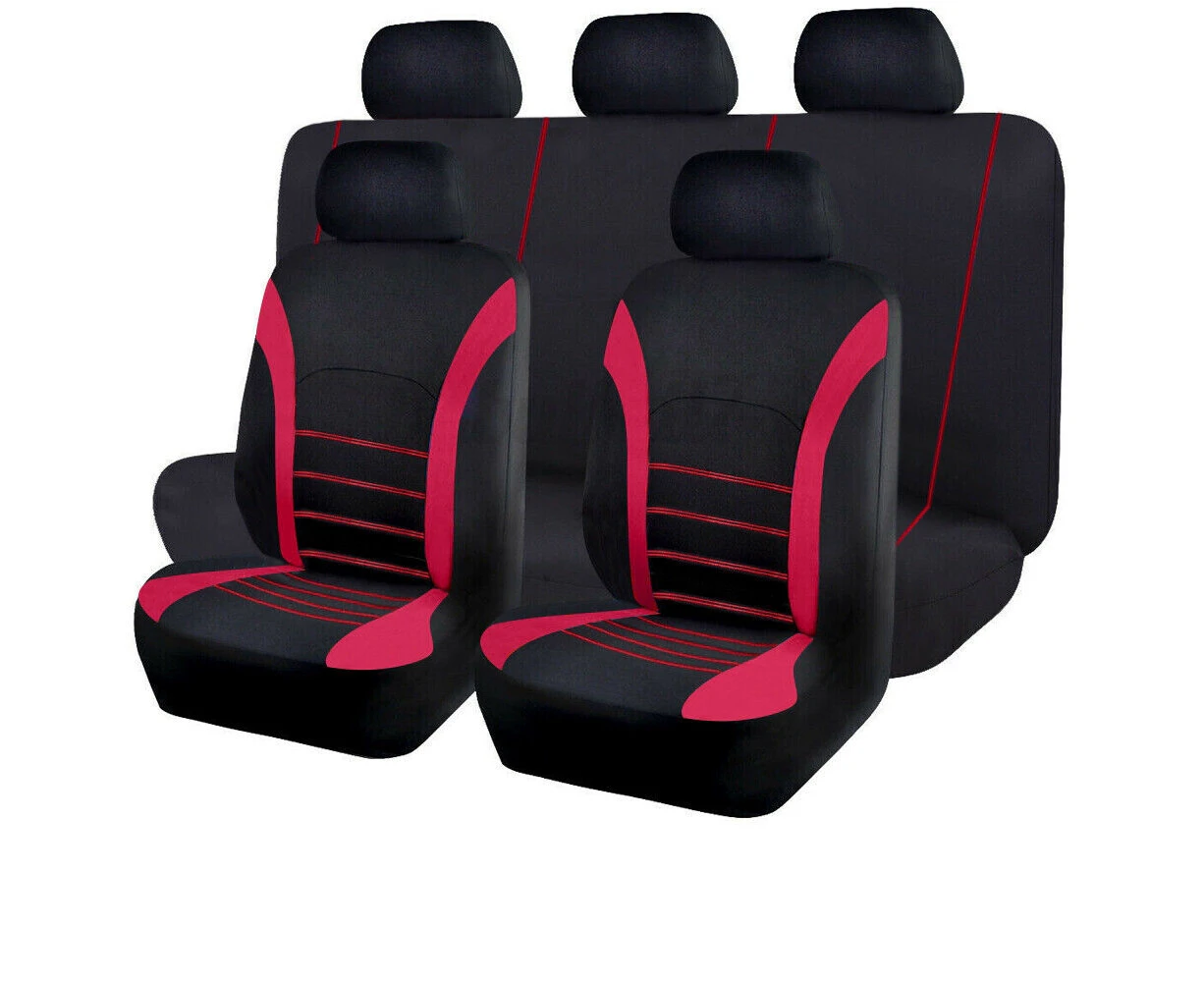 Car Seat Covers Universal Set Split Full Set Seat Rest Protector Red Black