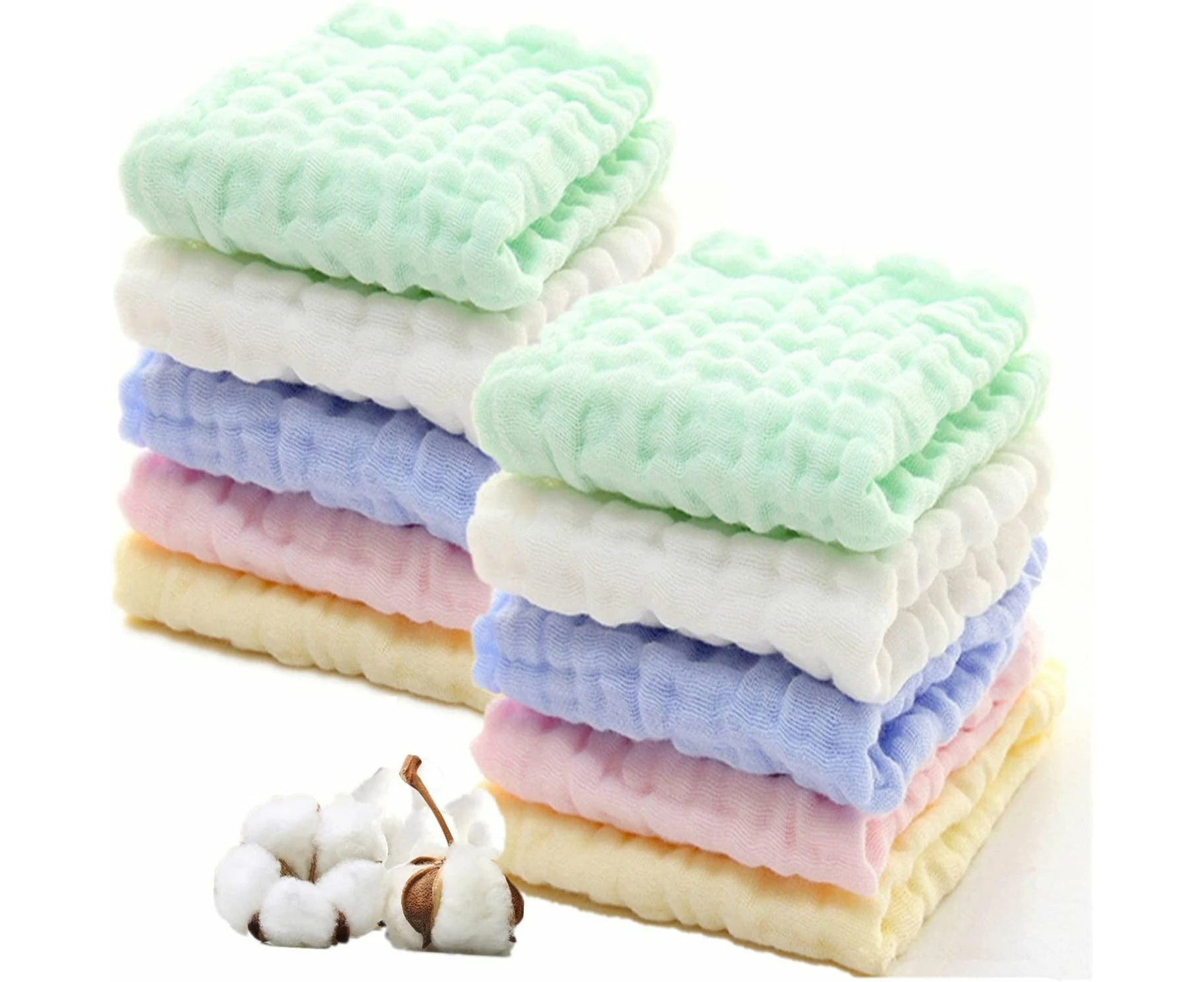 Baby Muslin Washcloths, Cotton Bath Towel, Soft Newborn Baby Face Wipes For Shower Gift, 10 Pack