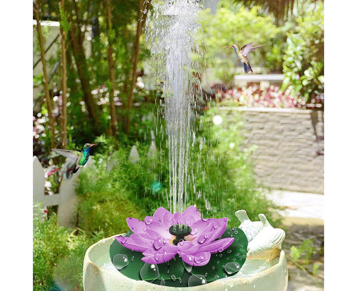 Lotus Leaf Solar Water Floating Fountain Pump with Solar Panel - Purple