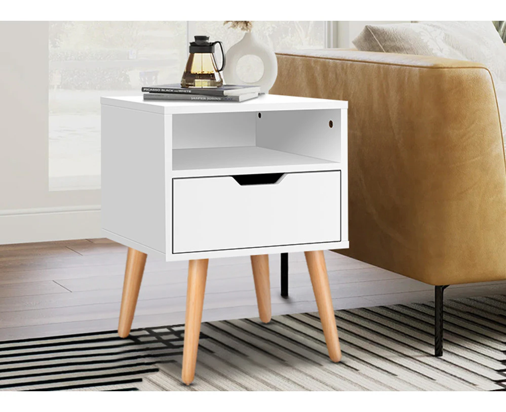 ALFORDSON Bedside Table Nightstand Storage Cabinet White