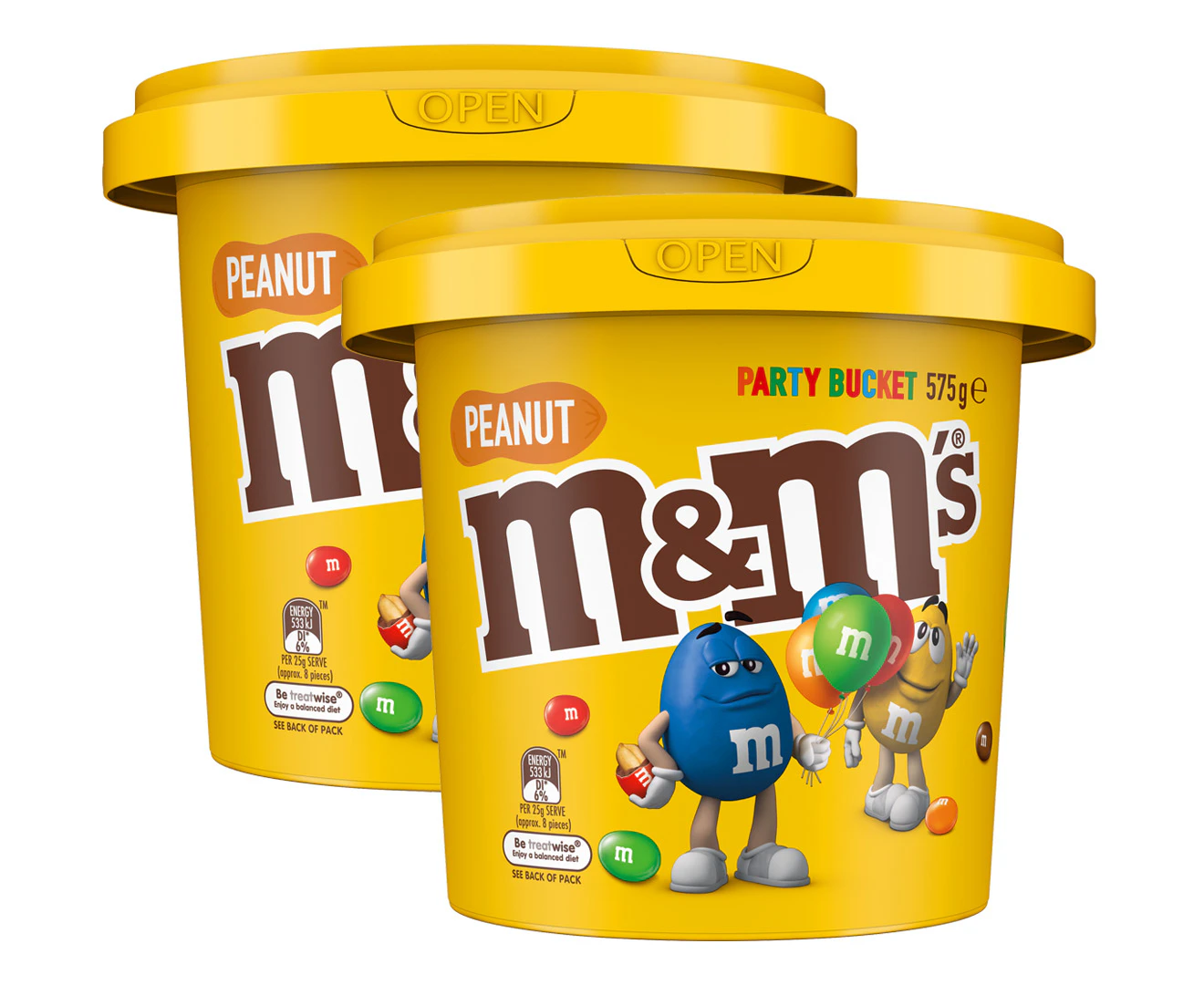 2 x M&M's Party Bucket Peanut 575g