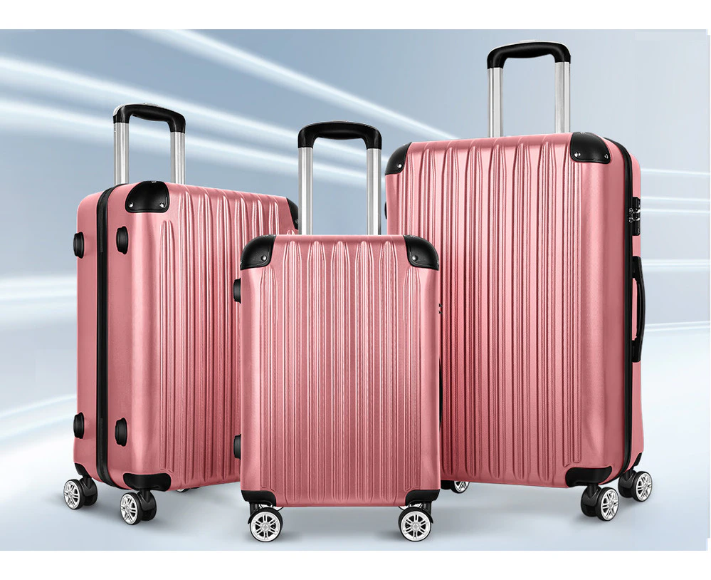 ALFORDSON Luggage TSA Suitcase Trolley 3PCS Set - Pink