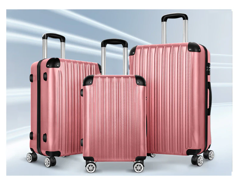 ALFORDSON Luggage TSA Suitcase Trolley 3PCS Set - Pink