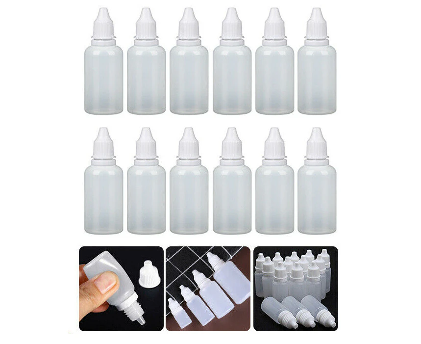 50x Clear Empty Plastic Dropper Bottles Squeezable Drop Liquid Container 15ml