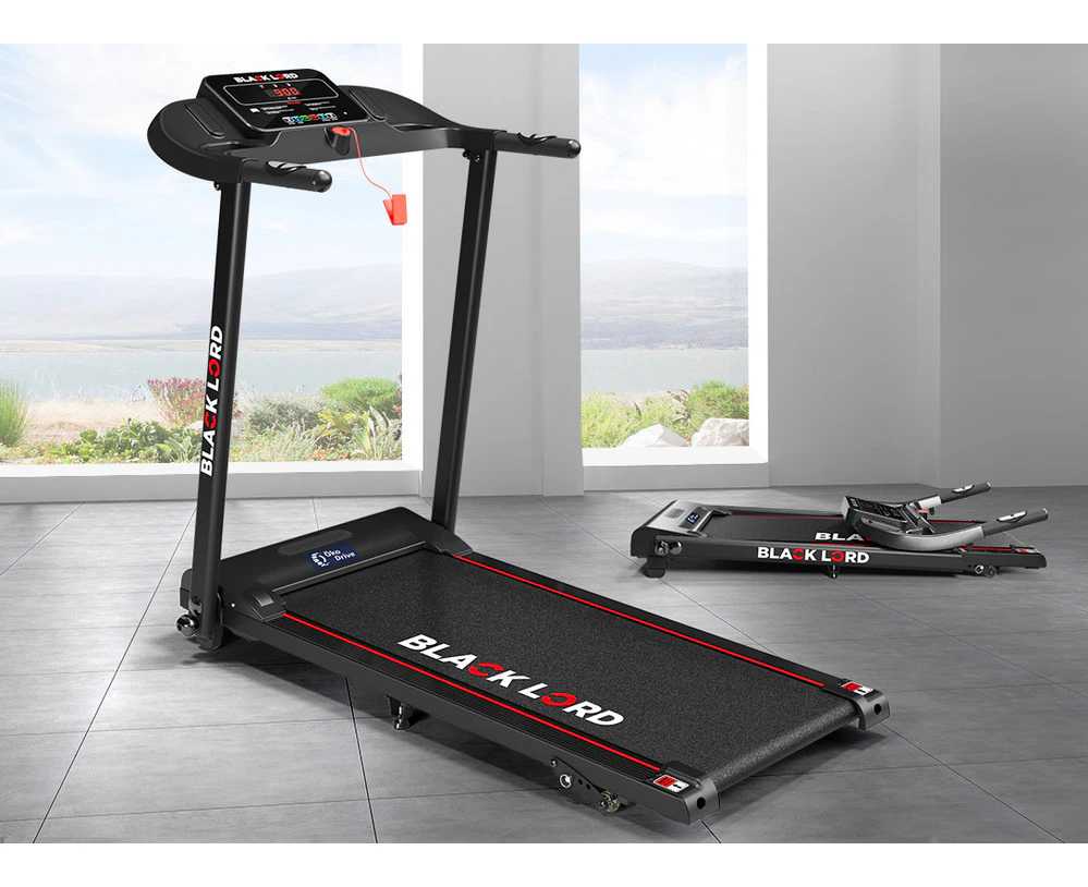 BLACK LORD Treadmill Electric Exercise Running Machine Incline Foldable 380mm