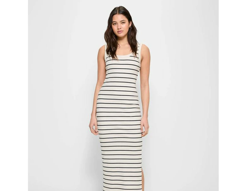 Australian Cotton Scoop Neck Rib Midi Dress - Lily Loves