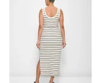 Australian Cotton Scoop Neck Rib Midi Dress - Lily Loves