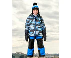 Boy's Two Piece Snowsuit Printed Bears And Royal Blue