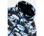 Boy's Two Piece Snowsuit Printed Bears And Royal Blue