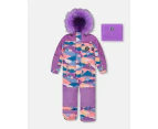 Girl's One Piece Snowsuit Mauve Printed Landscape