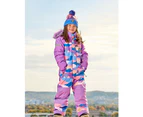 Girl's One Piece Snowsuit Mauve Printed Landscape