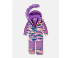 Girl's One Piece Snowsuit Mauve Printed Landscape