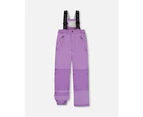 Little Girl's Two Piece Snowsuit Solid Pant Lilac With Jacket Printed Hearts