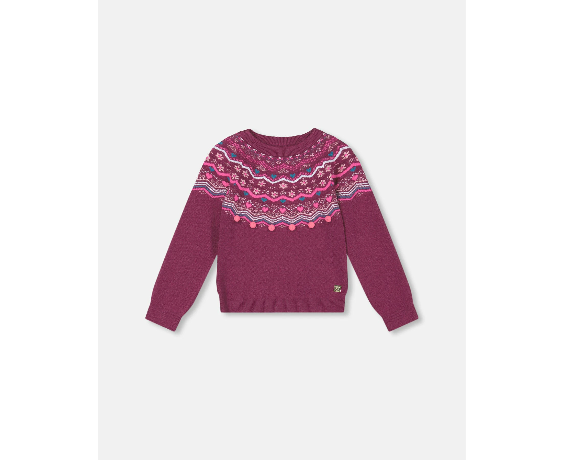 Little Girl's Fairisle Sweater Burgundy