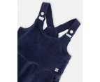 Little Girl's Velvet Stretch Cargo Overalls Navy