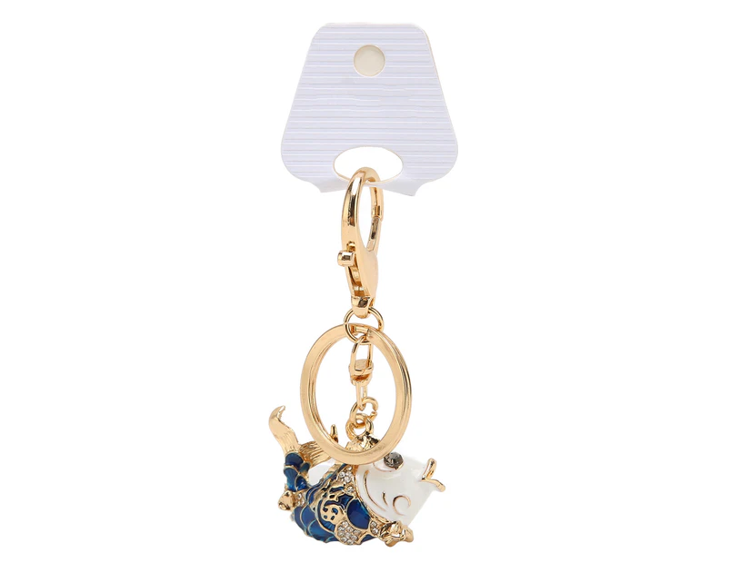 Goldfish Keychain Good Luck Exquisite Chinese Style Portable Zinc Alloy Cute Keychain for Purse Backpack Blue